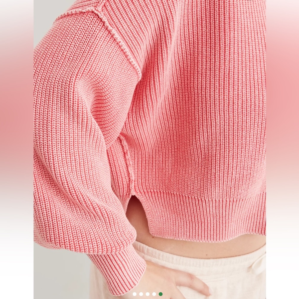 Aerie Beyond Cropped Sweater Haute Coral Pink Size XL - Picture 3 of 9